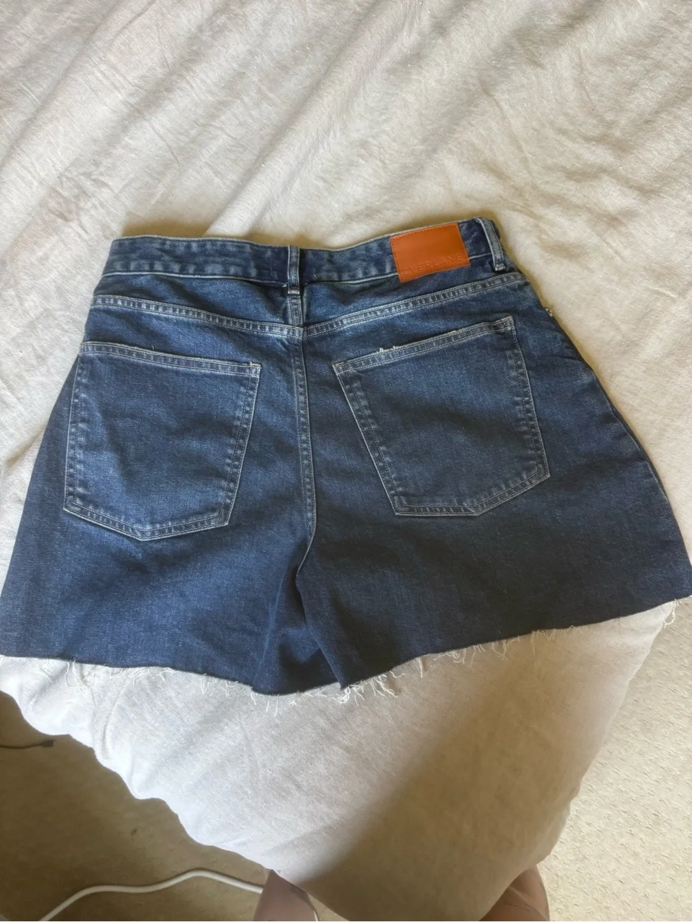 Everlane the long denim short in indigo